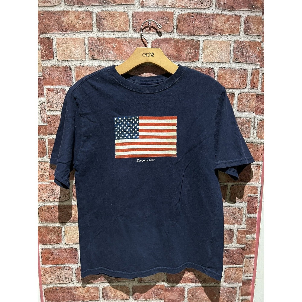 FadedGlory JuniorsXL(14-16) Navy American Short Sleeve Crew Neck Graphic T Shirt